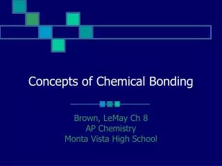 Concepts of Chemical Bonding