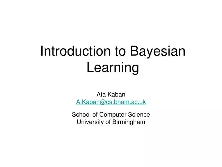 introduction to bayesian learning