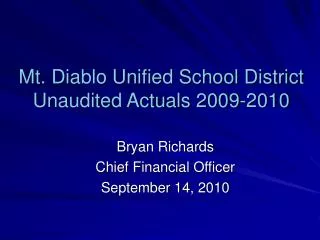 Mt. Diablo Unified School District Unaudited Actuals 2009-2010