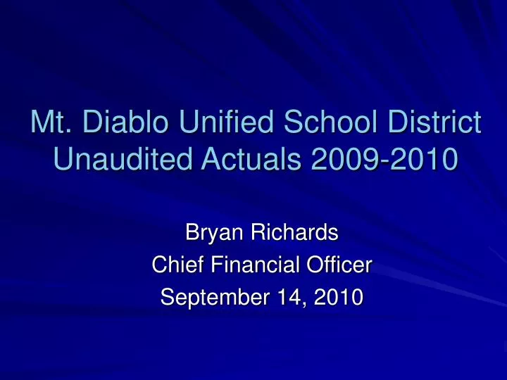mt diablo unified school district unaudited actuals 2009 2010