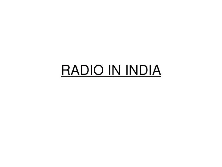 radio in india