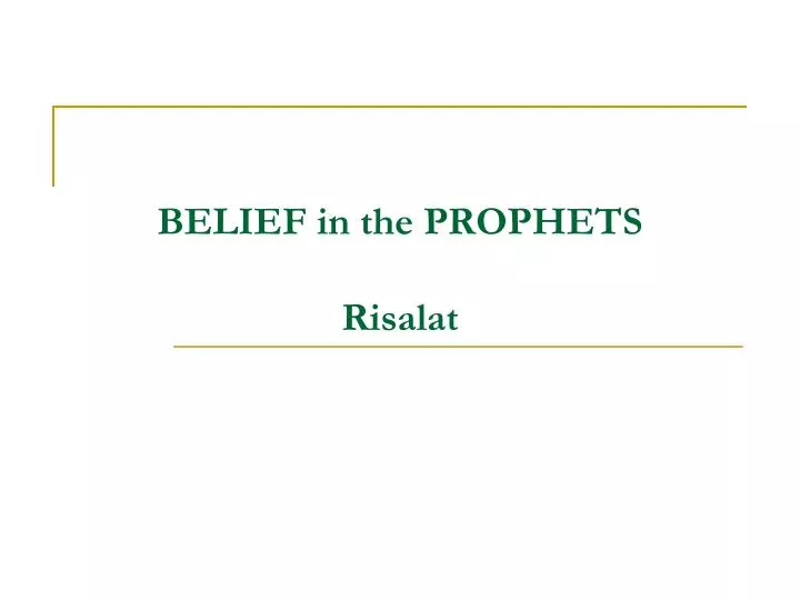 belief in the prophets risalat