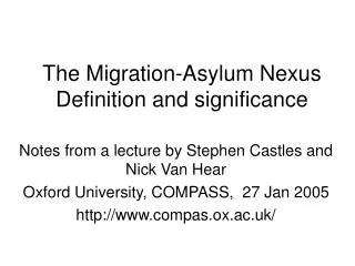 The Migration-Asylum Nexus Definition and significance