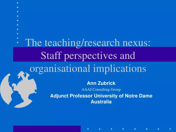the teaching research nexus staff perspectives and organisational implications