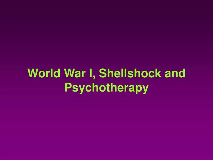 world war i shellshock and psychotherapy
