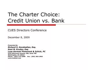 The Charter Choice: Credit Union vs. Bank