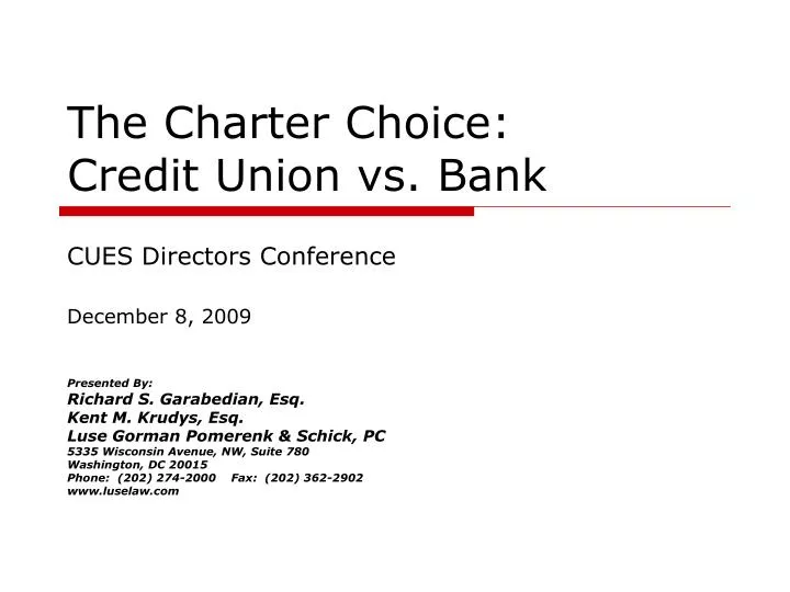 the charter choice credit union vs bank