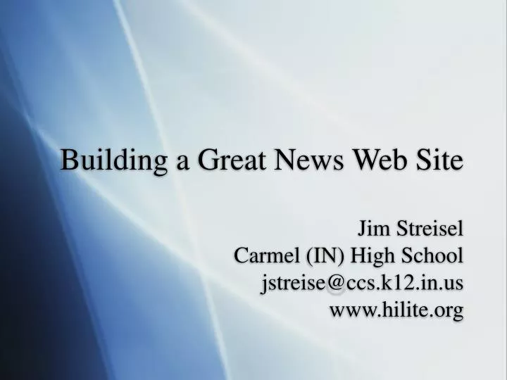 building a great news web site