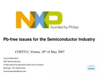 Pb-free issues for the Semiconductor Industry
