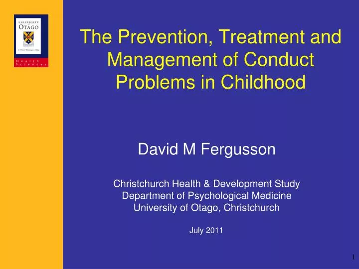 the prevention treatment and management of conduct problems in childhood