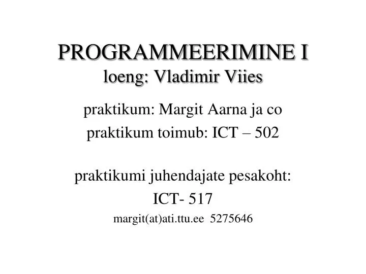 programmeerimine i loeng vladimir viies