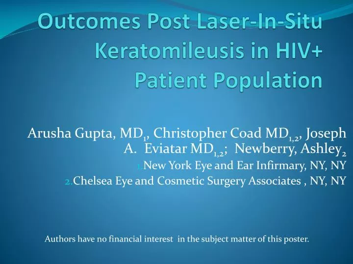 outcomes post laser in situ keratomileusis in hiv patient population