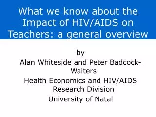 What we know about the Impact of HIV/AIDS on Teachers: a general overview