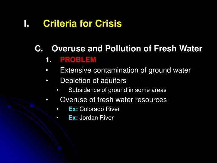 Understanding freshwater resource problems