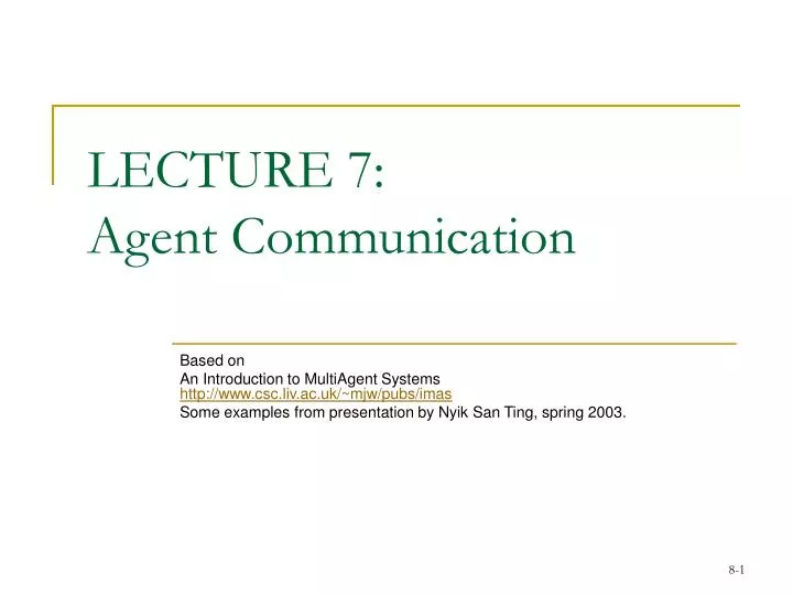 lecture 7 agent communication