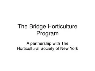 The Bridge Horticulture Program