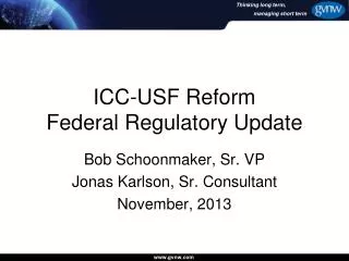 icc usf reform federal regulatory update