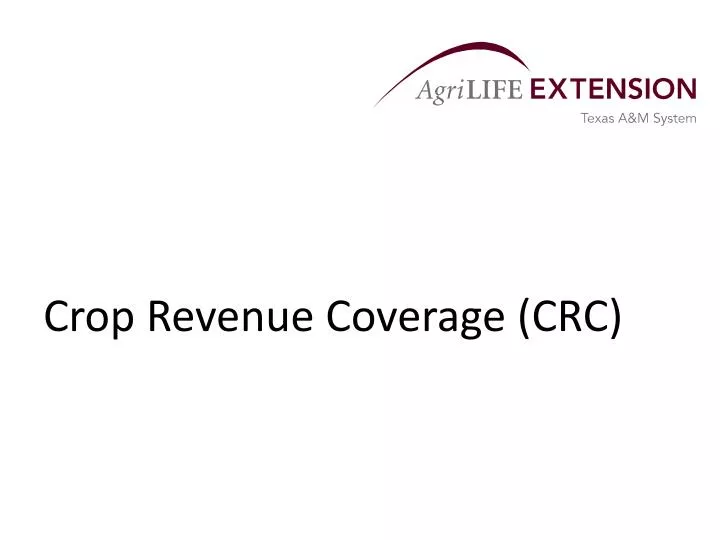 crop revenue coverage crc