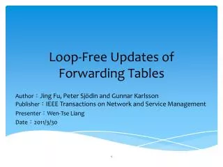 Loop-Free Updates of Forwarding Tables