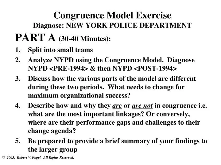 congruence model exercise diagnose new york police department