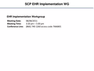 SCP EHR Implementation WG