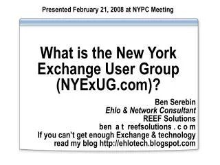 What is the New York Exchange User Group (NYExUG)?