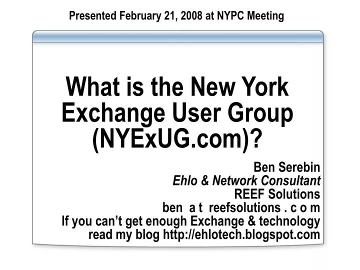what is the new york exchange user group nyexug com