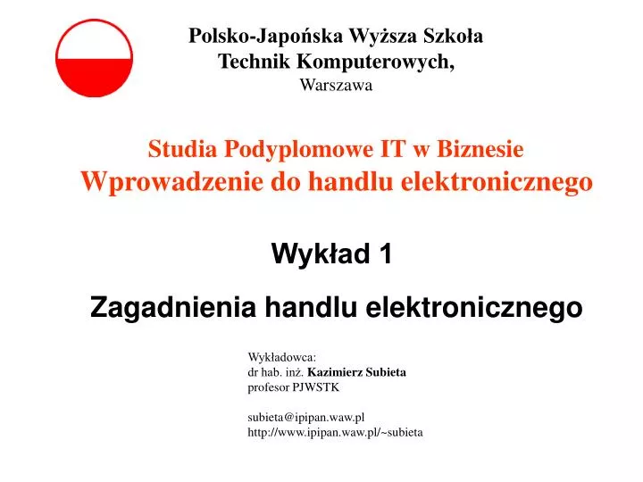 studia podyplomowe it w biznesie wprowadzenie do handlu elektronicznego