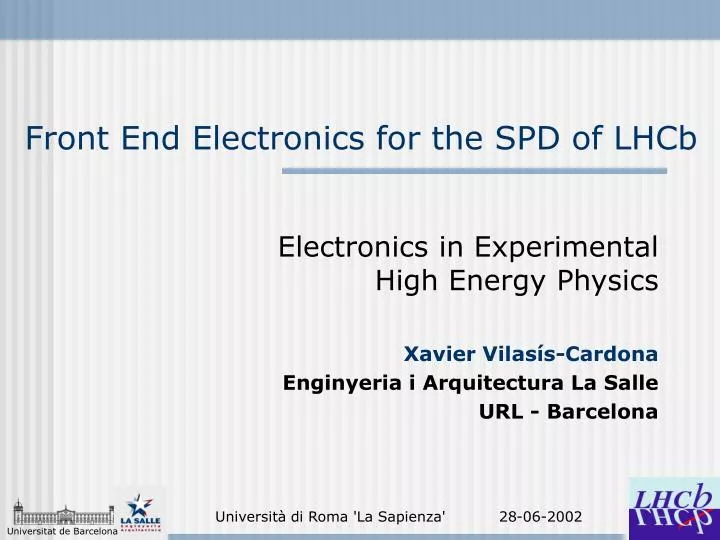 front end electronics for the spd of lhcb