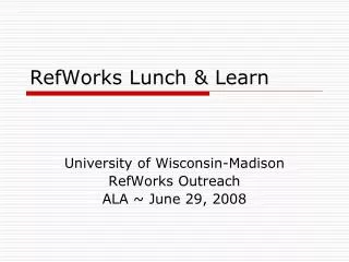 RefWorks Lunch &amp; Learn