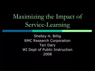 Maximizing the Impact of Service-Learning