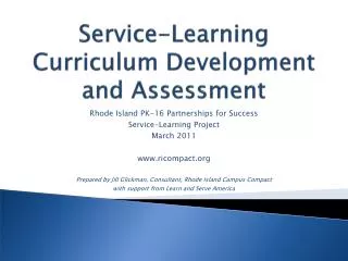 Service-Learning Curriculum Development and Assessment
