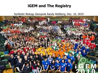 iGEM and The Registry