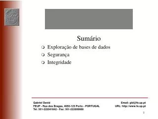 sum rio explora o de bases de dados seguran a integridade