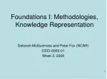 Foundations I: Methodologies, Knowledge Representation - slide 1