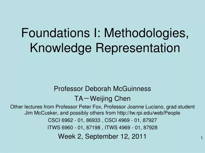 foundations i methodologies knowledge representation
