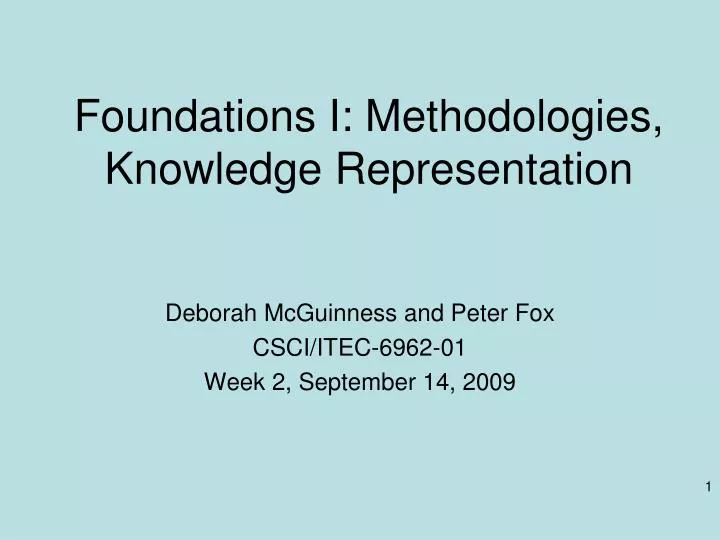 foundations i methodologies knowledge representation