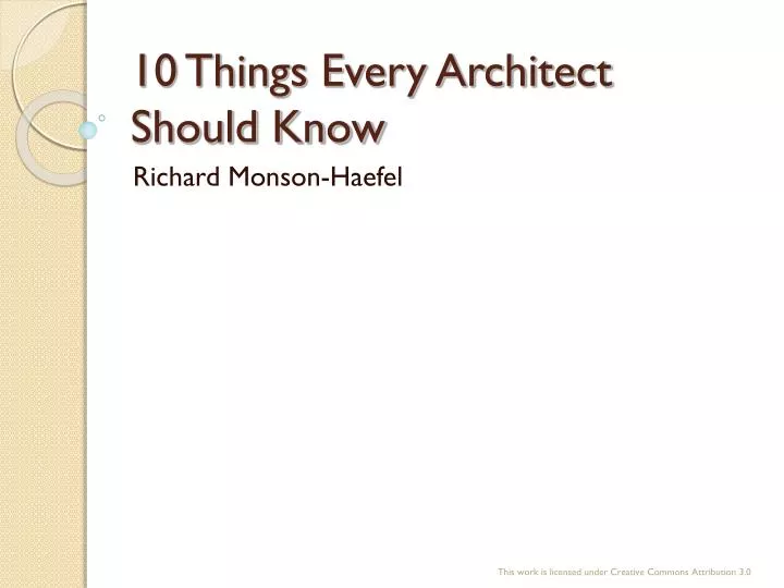 10 things every architect should know