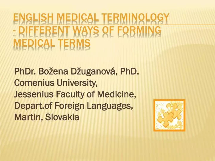 english medical terminology different ways of forming medical terms