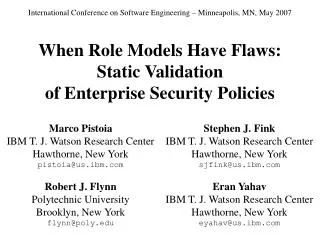 When Role Models Have Flaws: Static Validation of Enterprise Security Policies