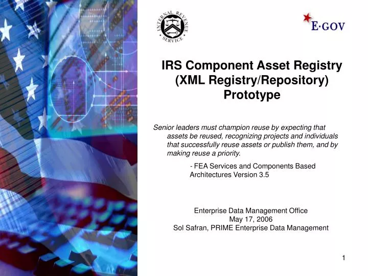 irs component asset registry xml registry repository prototype