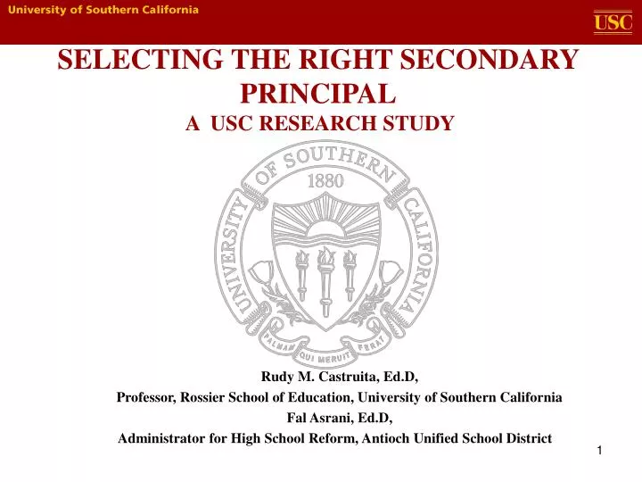 selecting the right secondary principal a usc research study