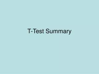 T-Test Summary