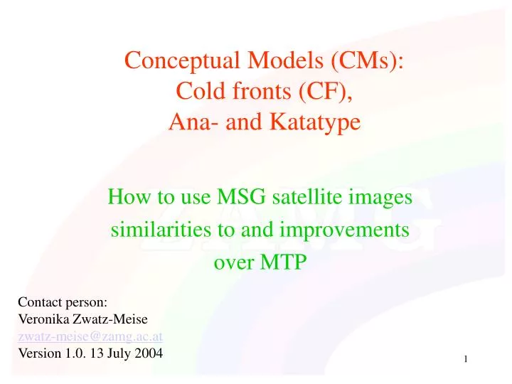 conceptual models cms cold fronts cf ana and katatype