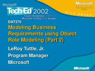 DAT376 Modeling Business Requirements using Object Role Modeling (Part 2)