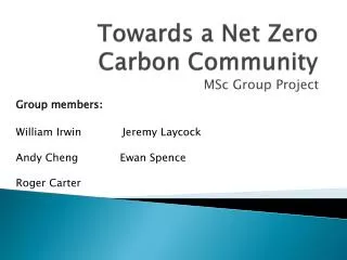 Towards a Net Zero Carbon Community