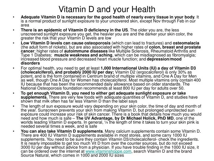 vitamin d and your health