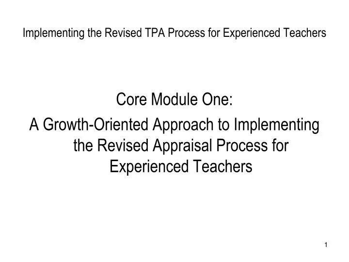 implementing the revised tpa process for experienced teachers
