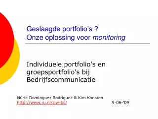 geslaagde portfolio s onze oplossing voor monitoring