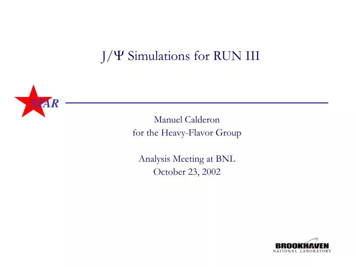 j simulations for run iii